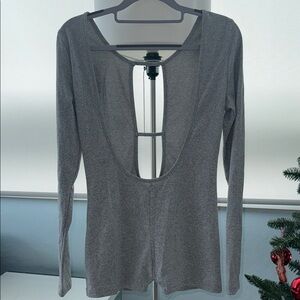 SHEIN Charcoal Open-Back Bodysuit